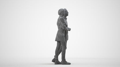 realistic 3D human woman casual couple, archviz people FBX OBJ for Blender, wireframe side view