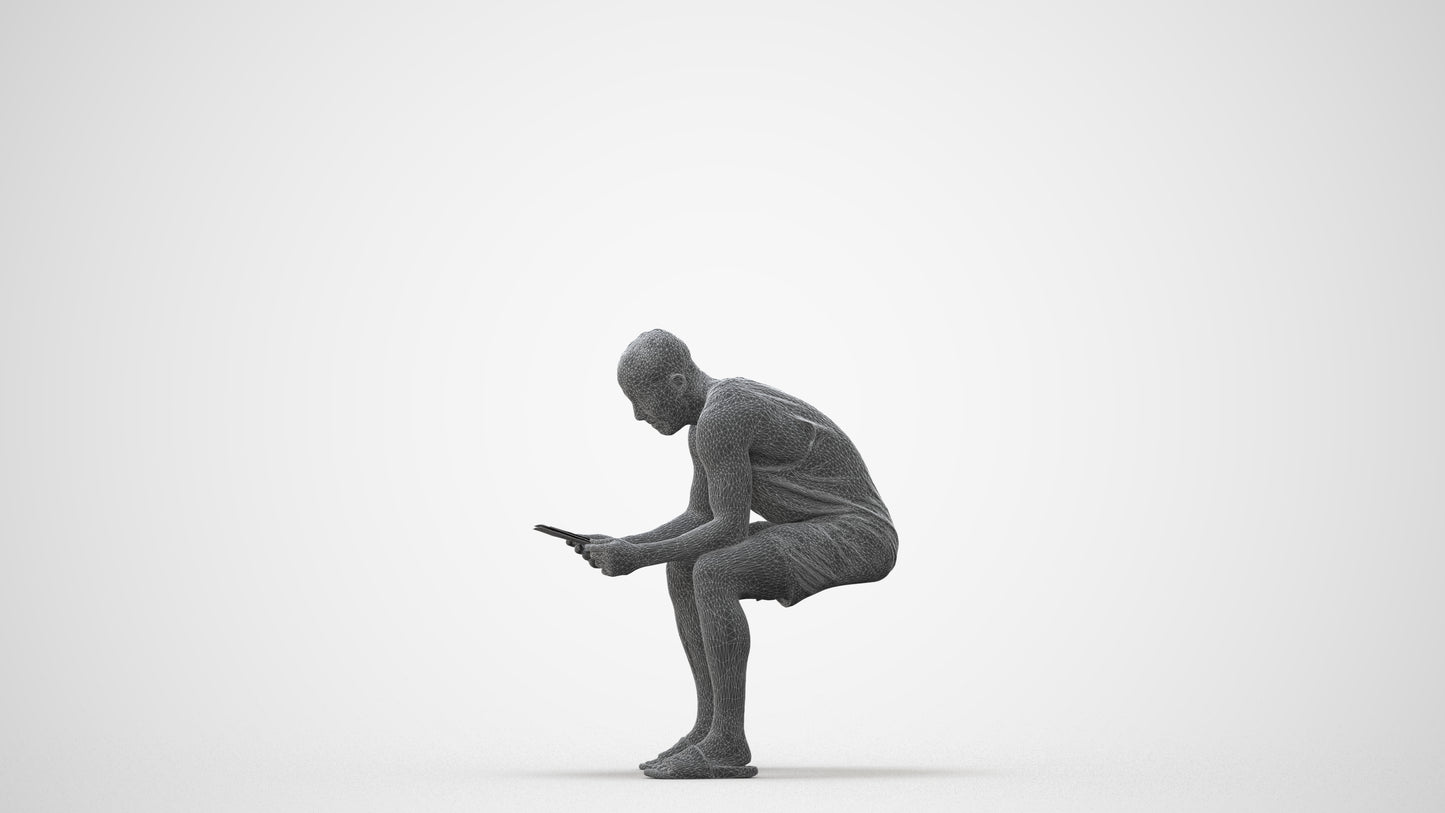 realistic 3D people man casual sitting, render-ready for V-Ray and Corona, FBX OBJ, square thumbnail