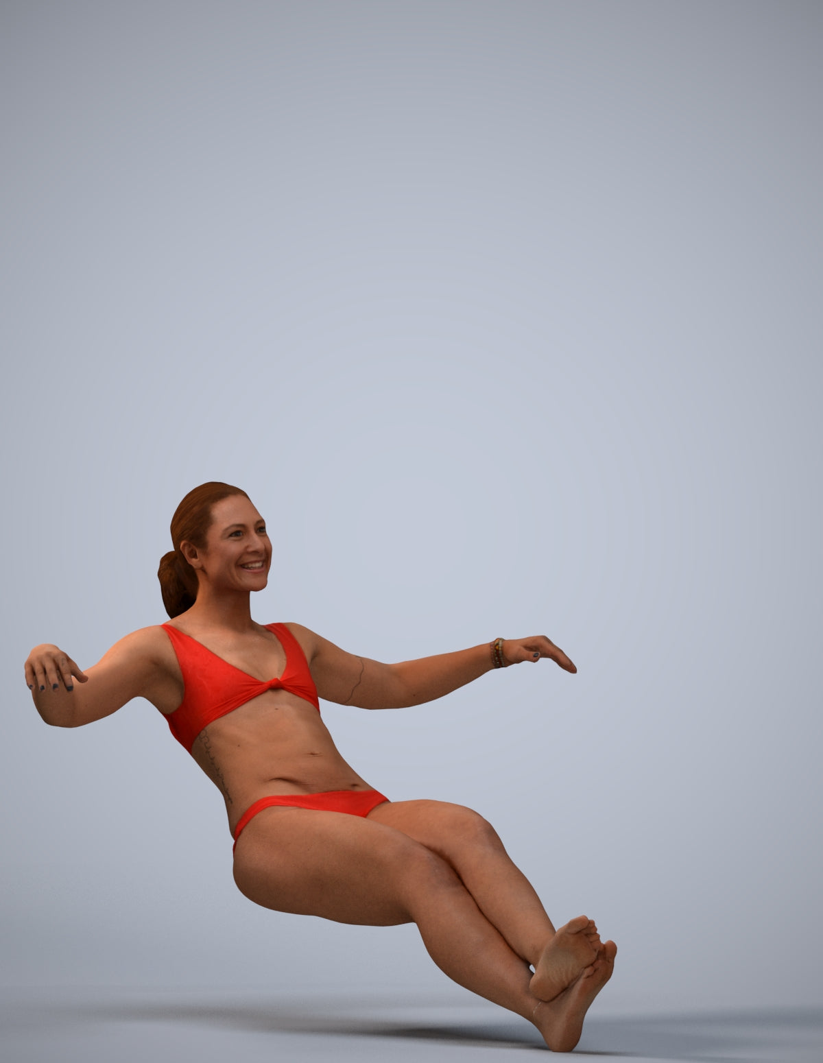 realistic 3D woman pool, scanned archviz people for Blender and 3ds Max