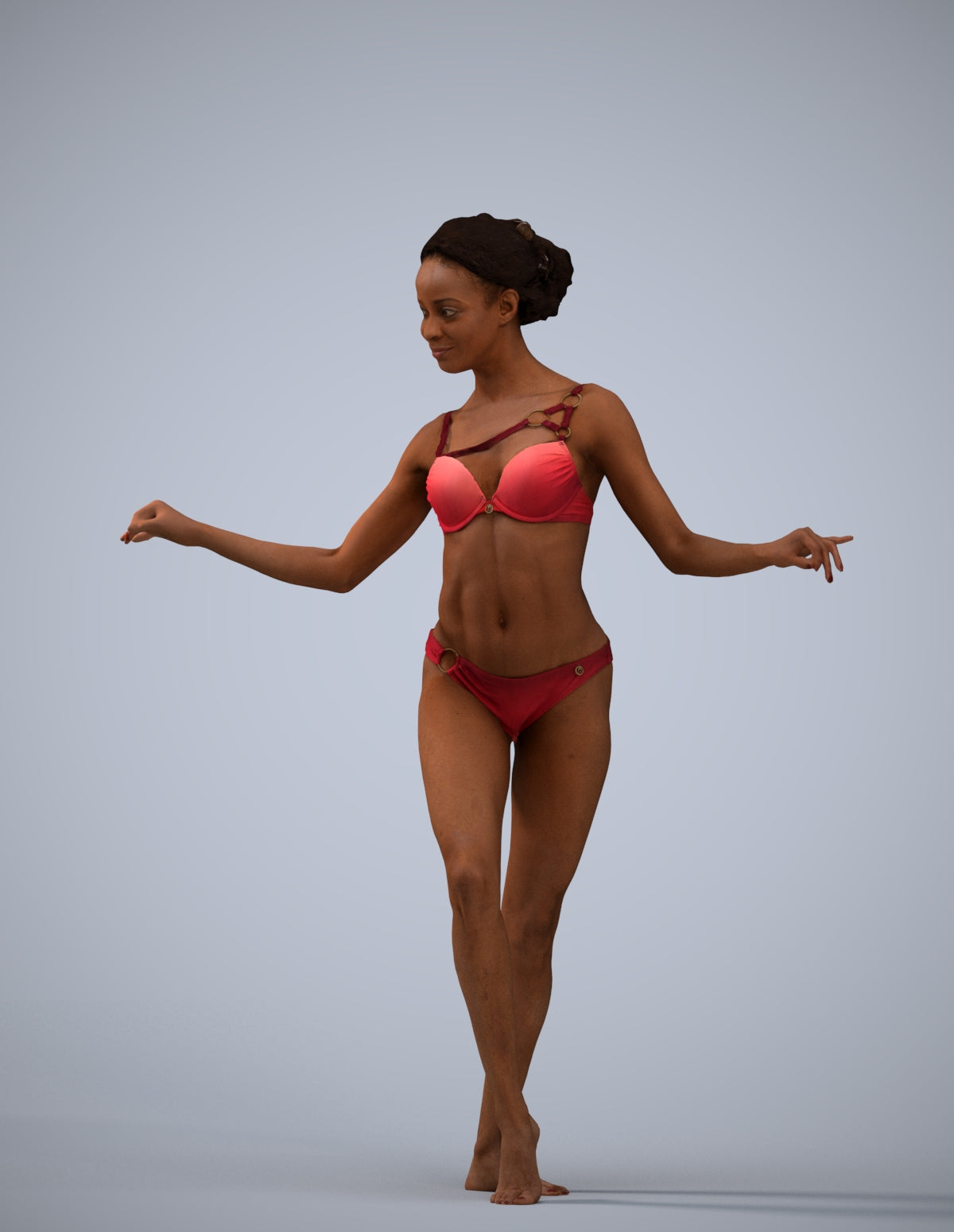 3D people model woman pool, scanned human for 3ds Max rendering