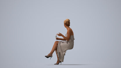 3D scanned woman formalaffairs formal, photorealistic archviz people for Enscape and SketchUp, three-quarter view render