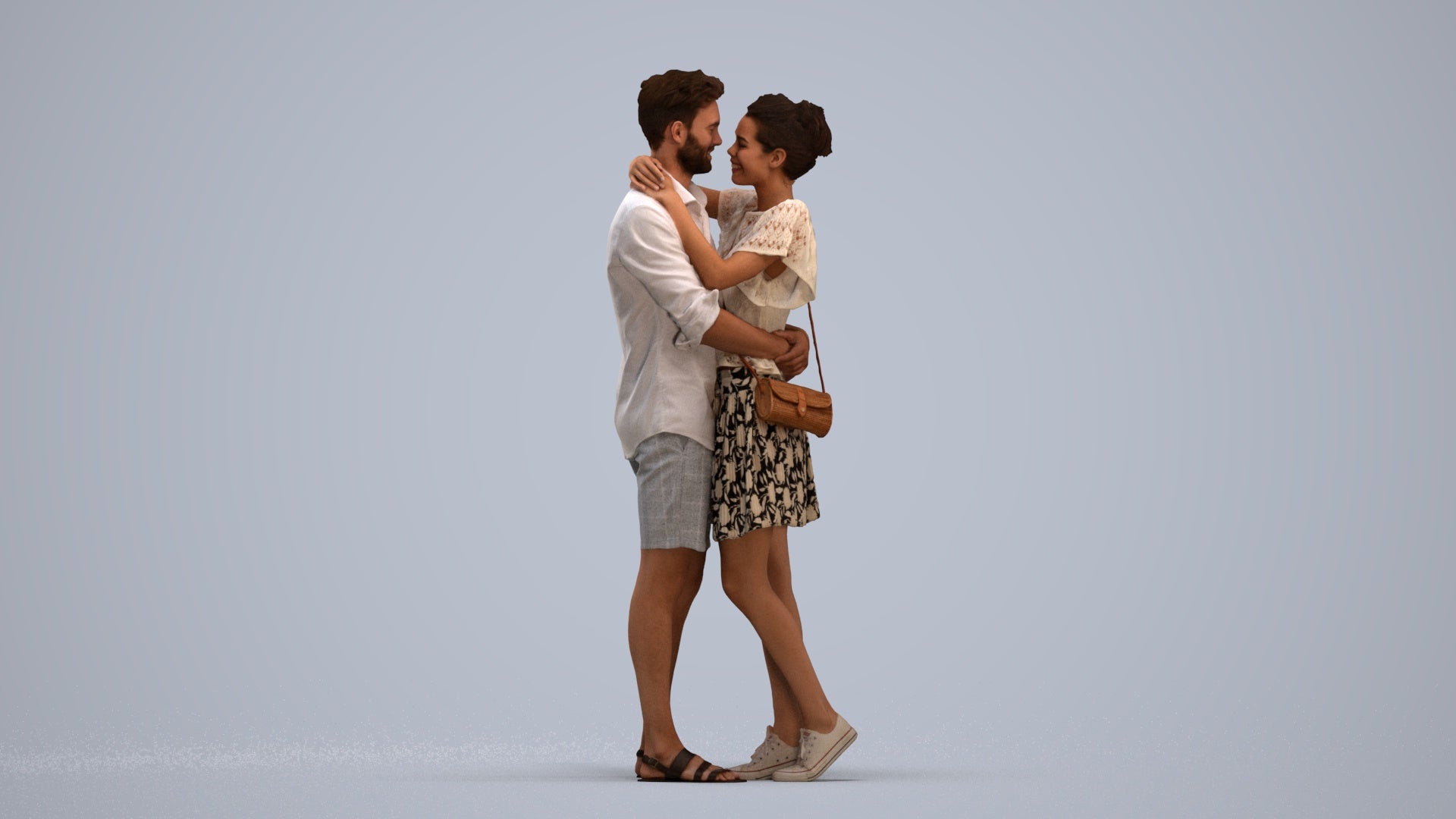 realistic 3D human woman casual business, archviz people FBX OBJ for Blender, standing pose render