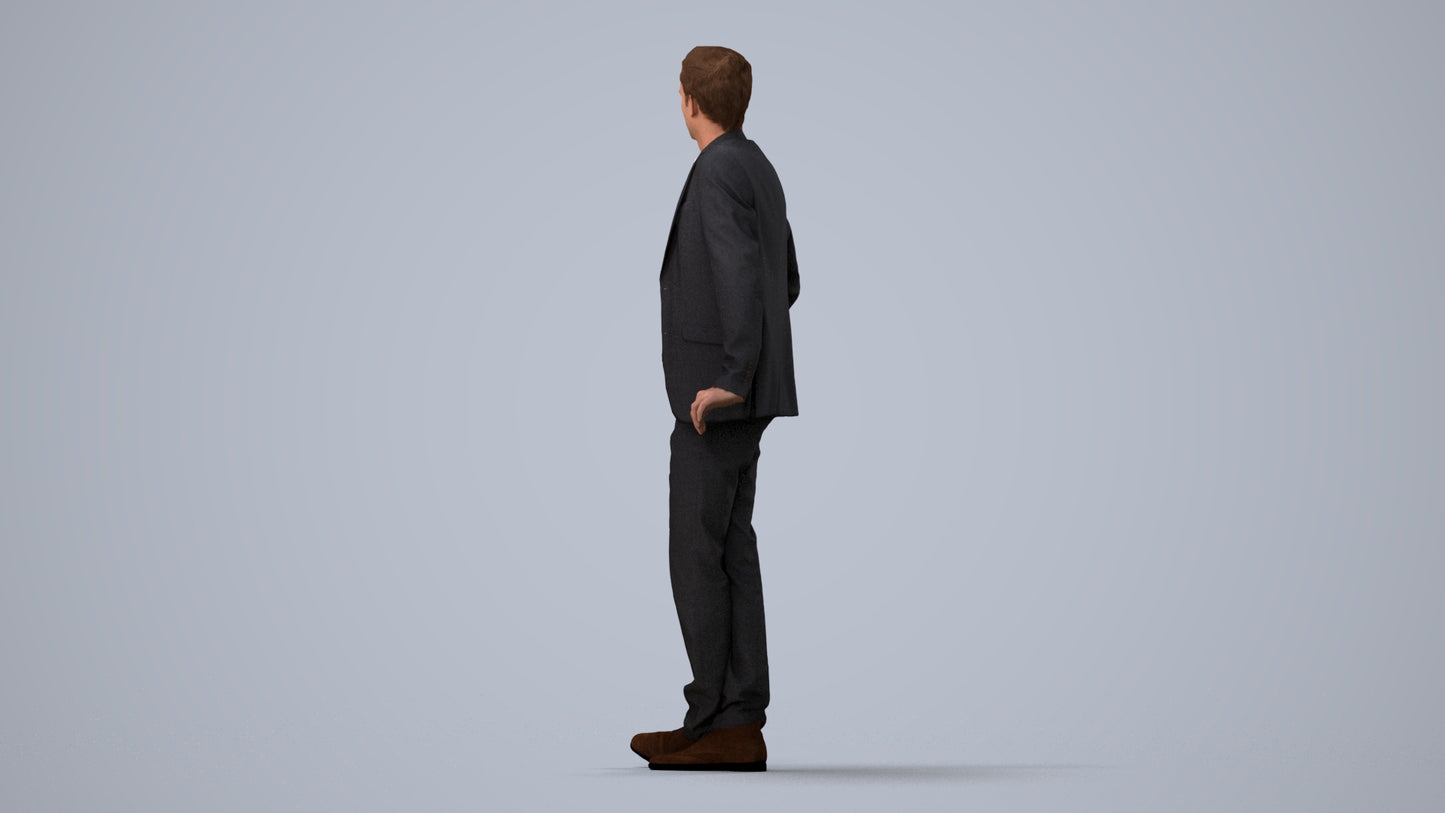 3D scanned man business, photorealistic archviz people for Enscape and SketchUp, three-quarter view render