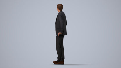 3D scanned man business, photorealistic archviz people for Enscape and SketchUp, three-quarter view render