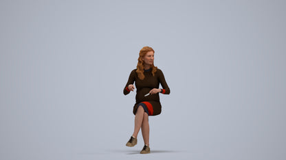 3D people model woman casual sitting, scanned human for 3ds Max rendering, standing pose render