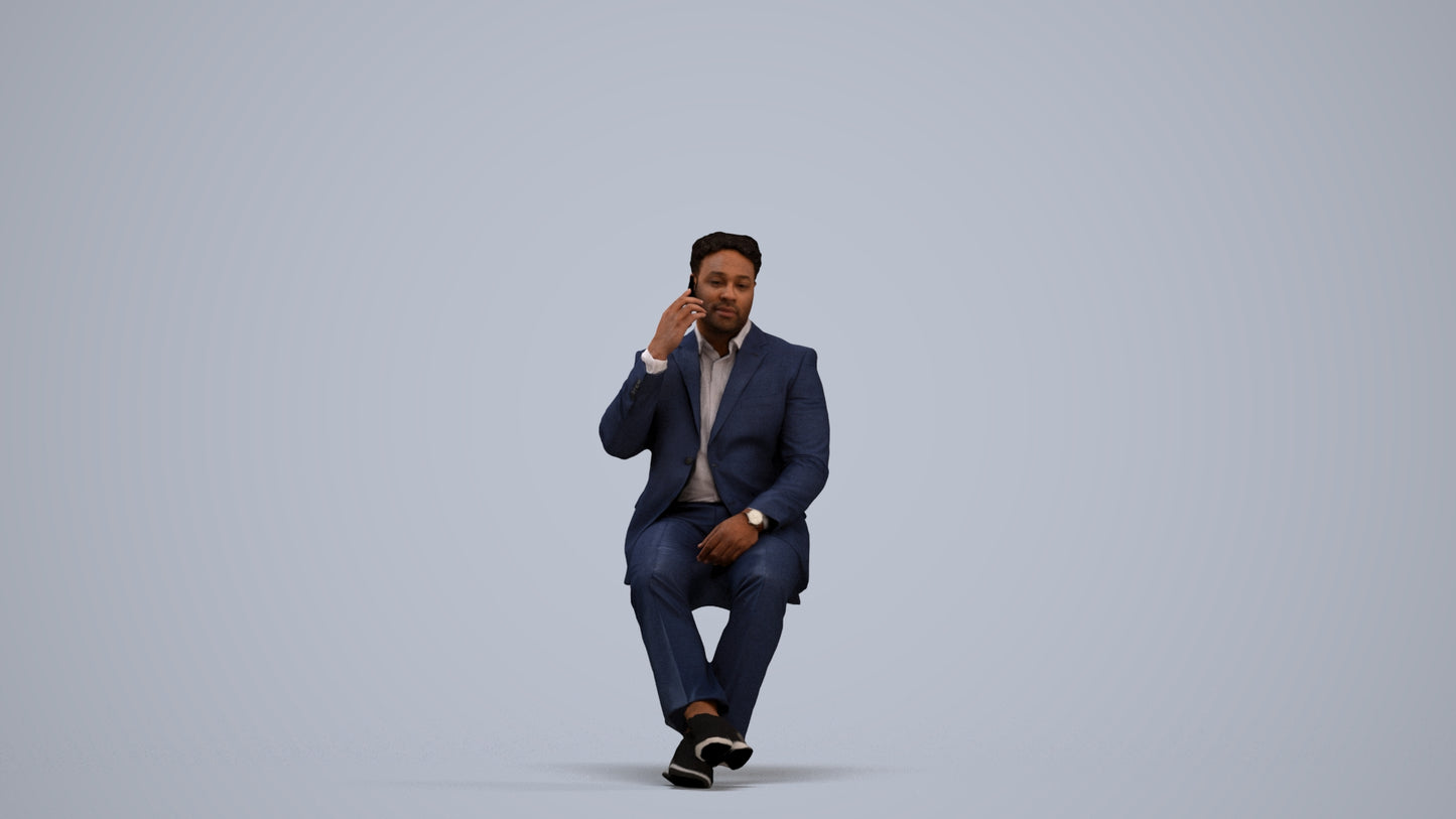 3D people model man business, scanned human for 3ds Max rendering, standing pose render