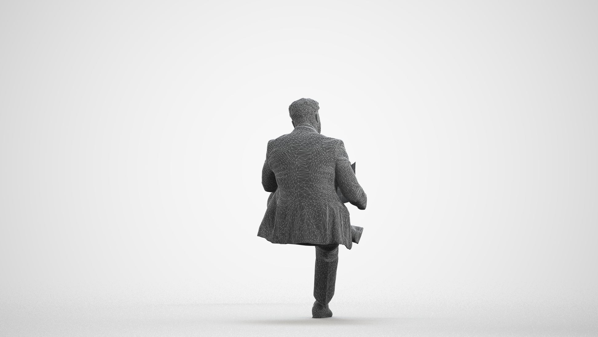 scanned 3D man business, photogrammetry people for Enscape and V-Ray, wireframe front view