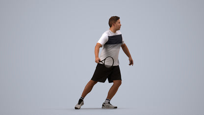 3D people model man sport, scanned human for 3ds Max rendering, side view render