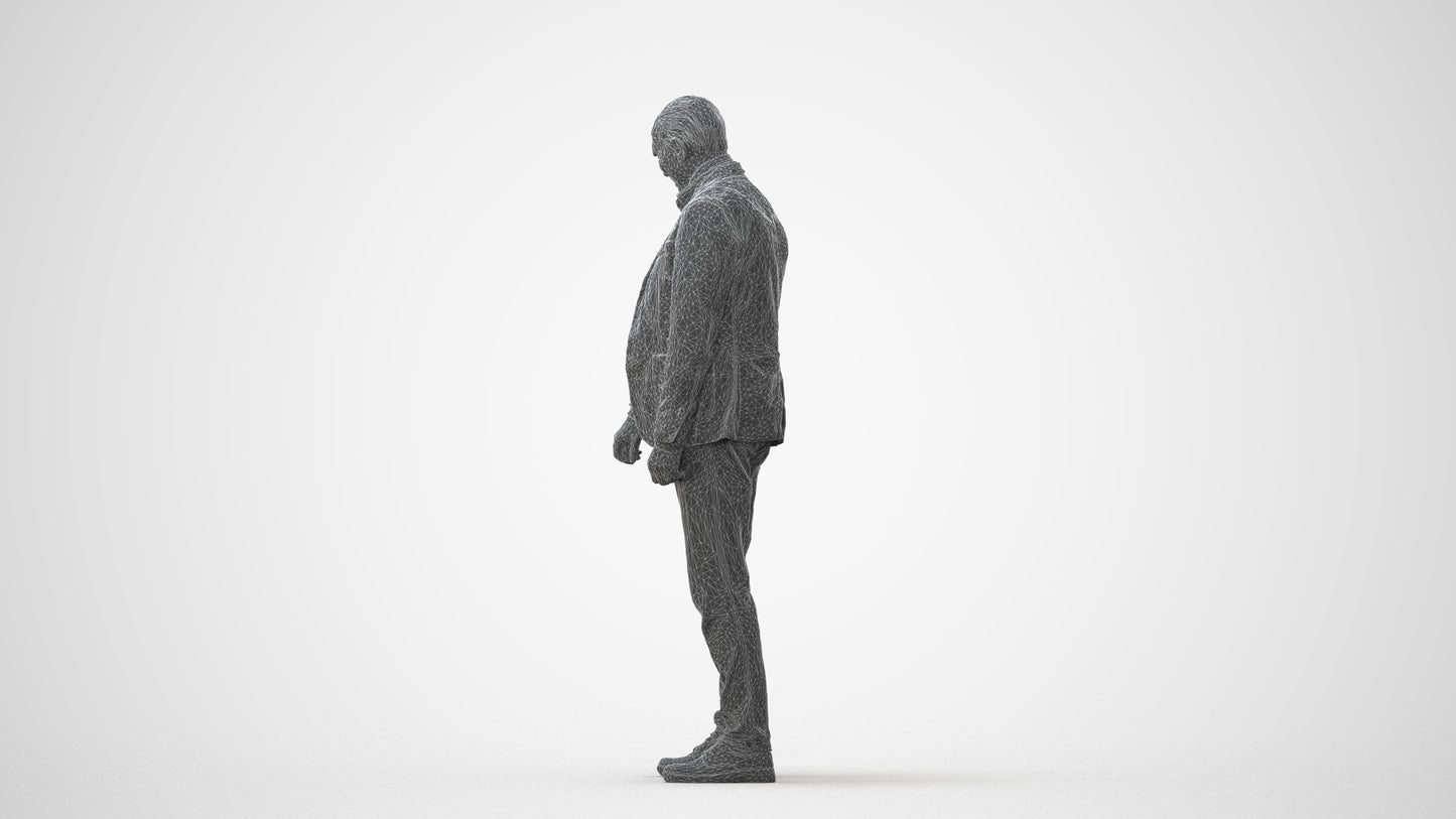 photogrammetry 3D senior man casual standing, realistic human model archviz FBX, square thumbnail