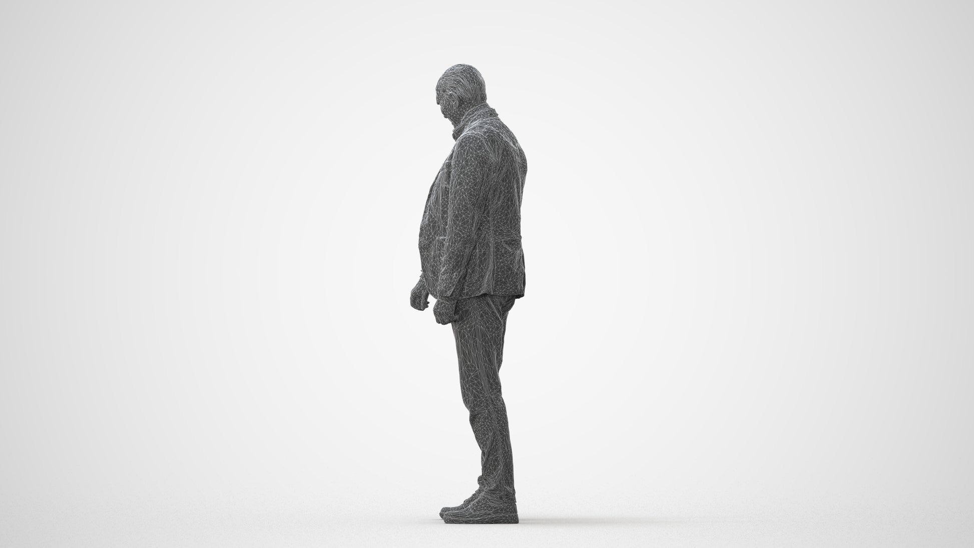 photogrammetry 3D senior man casual standing, realistic human model archviz FBX, square thumbnail