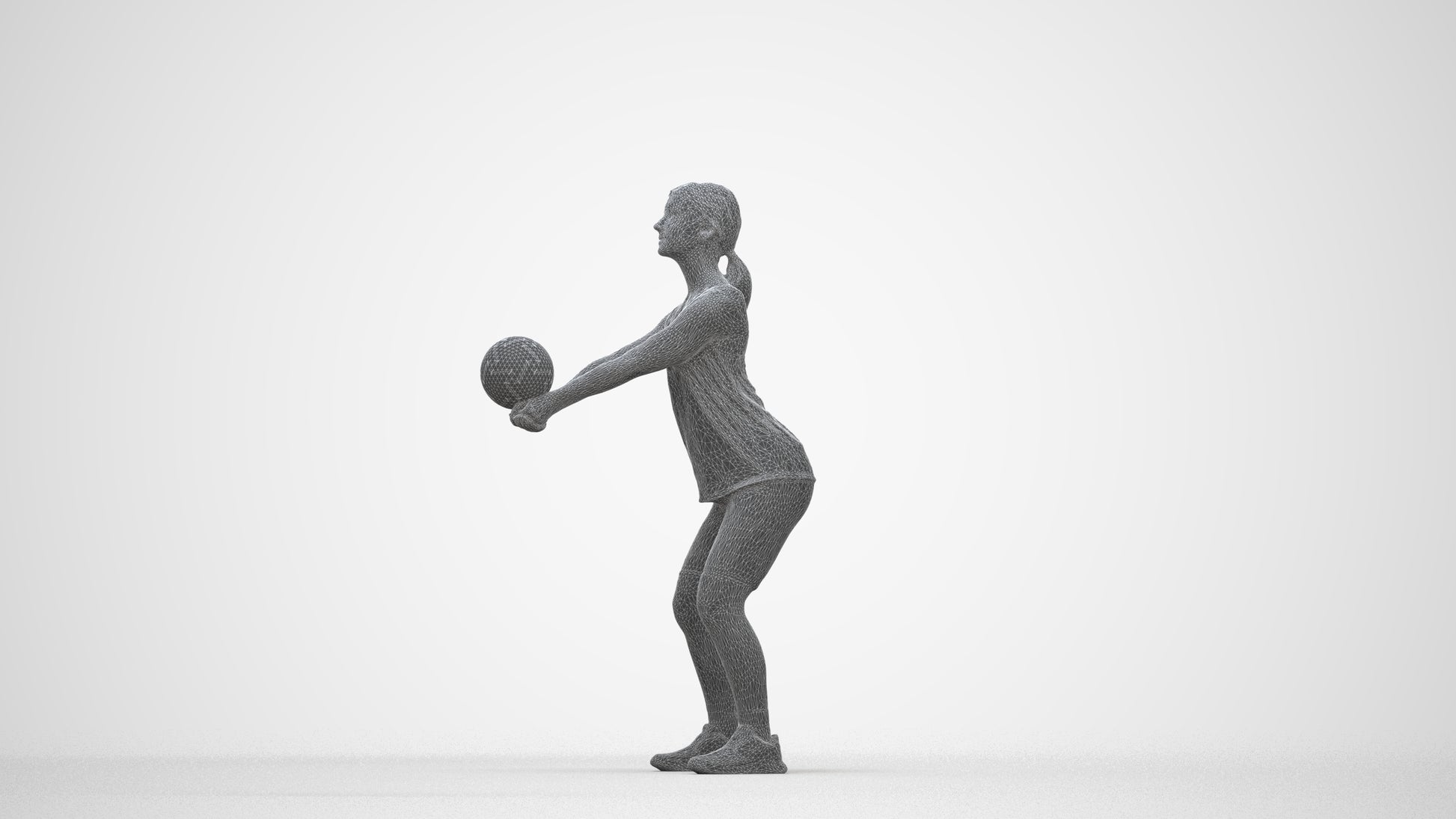 photogrammetry 3D girl sport, realistic human model archviz FBX, wireframe back view