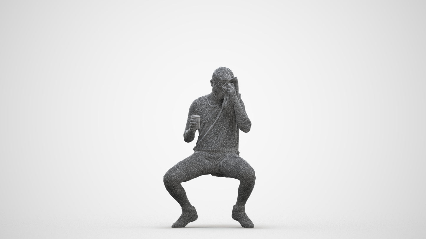 3D people model man sport, scanned human for 3ds Max rendering, three-quarter front view render