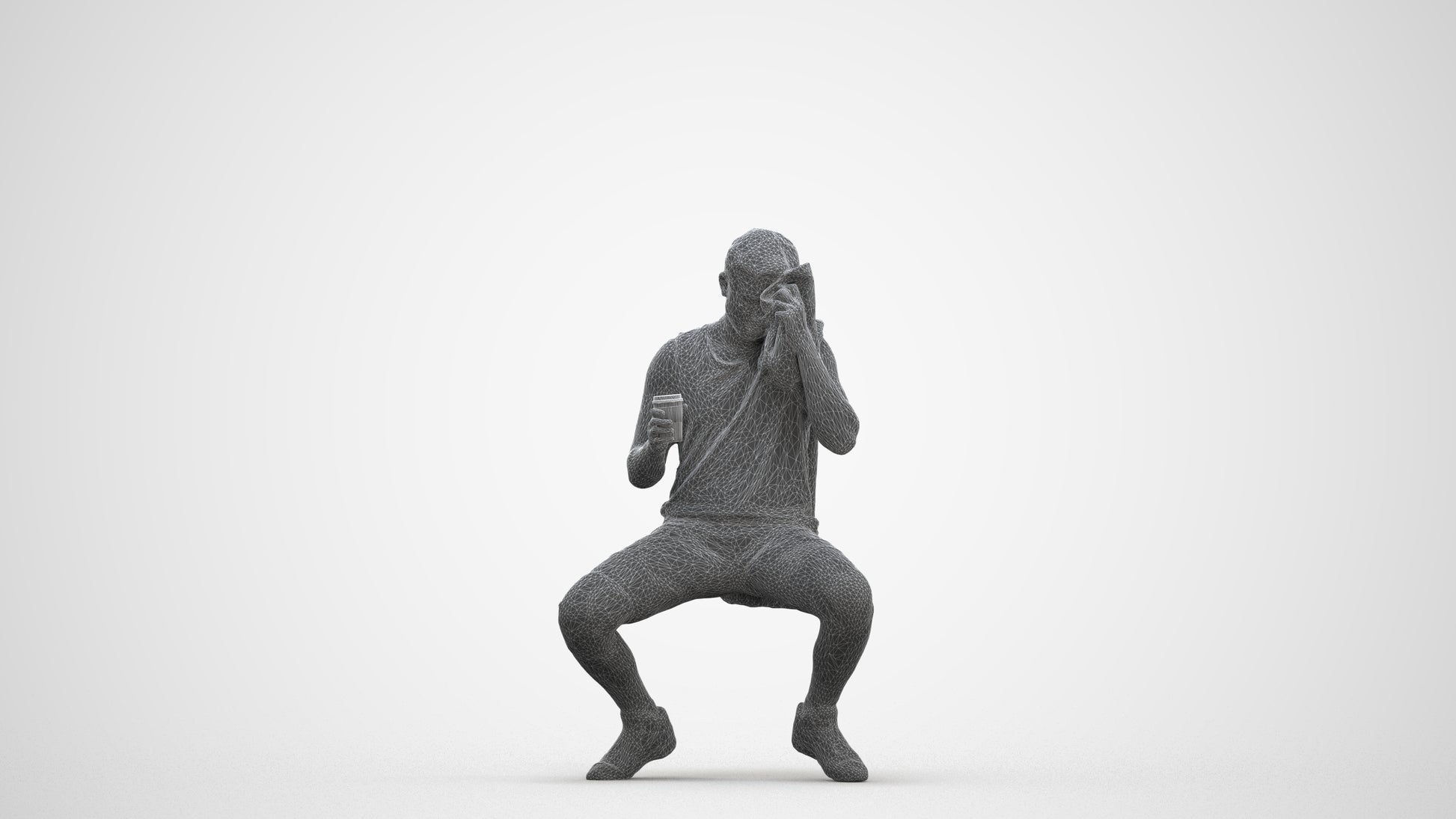3D people model man sport, scanned human for 3ds Max rendering, three-quarter front view render