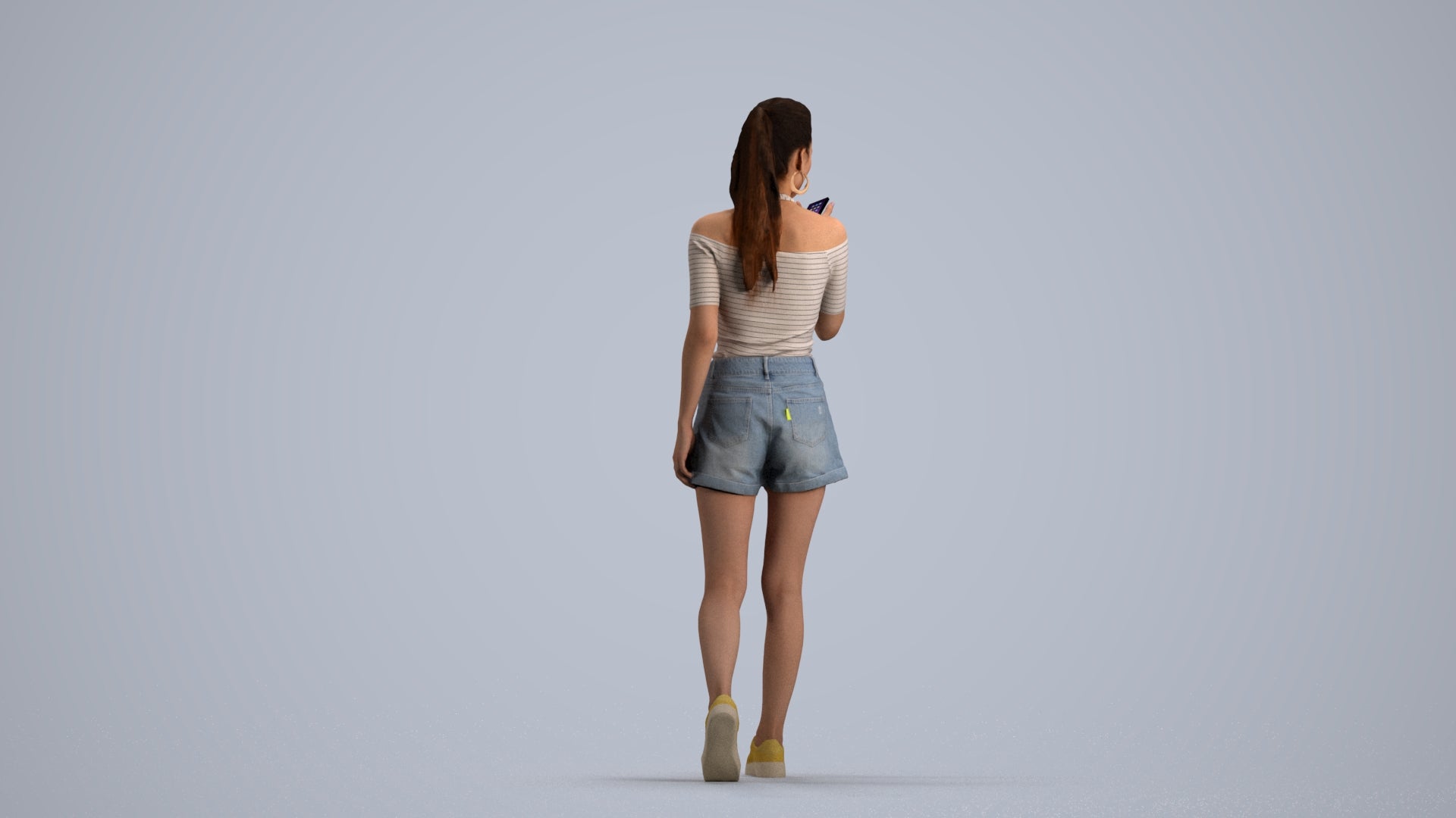 photogrammetry 3D woman casual walking, realistic human model archviz FBX, front view render