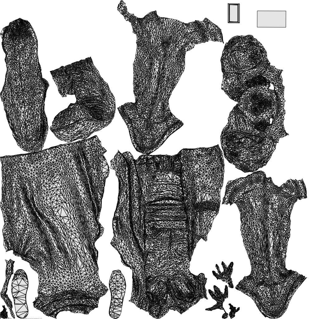 3D people model woman casual walking, scanned human for 3ds Max rendering, wireframe top-down view
