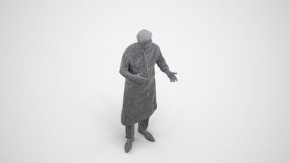 3D people model man hospitality, scanned human for 3ds Max rendering, wireframe three-quarter view