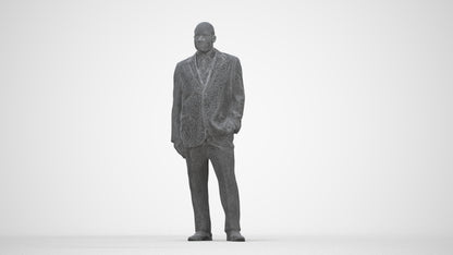 3D human model man business, photogrammetry scanned person for archviz, wireframe back view