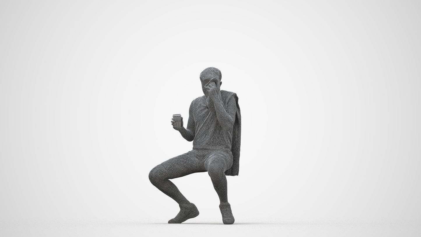 3D people model man sport, scanned human for 3ds Max rendering, wireframe back view