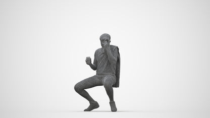 3D people model man sport, scanned human for 3ds Max rendering, wireframe back view