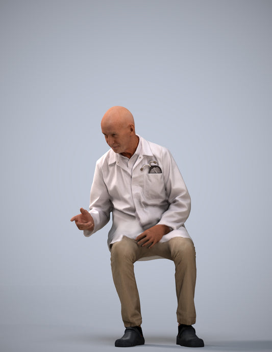 realistic 3D senior man medical, scanned archviz people for Blender and 3ds Max
