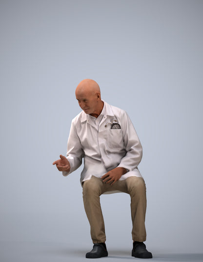 realistic 3D senior man medical, scanned archviz people for Blender and 3ds Max