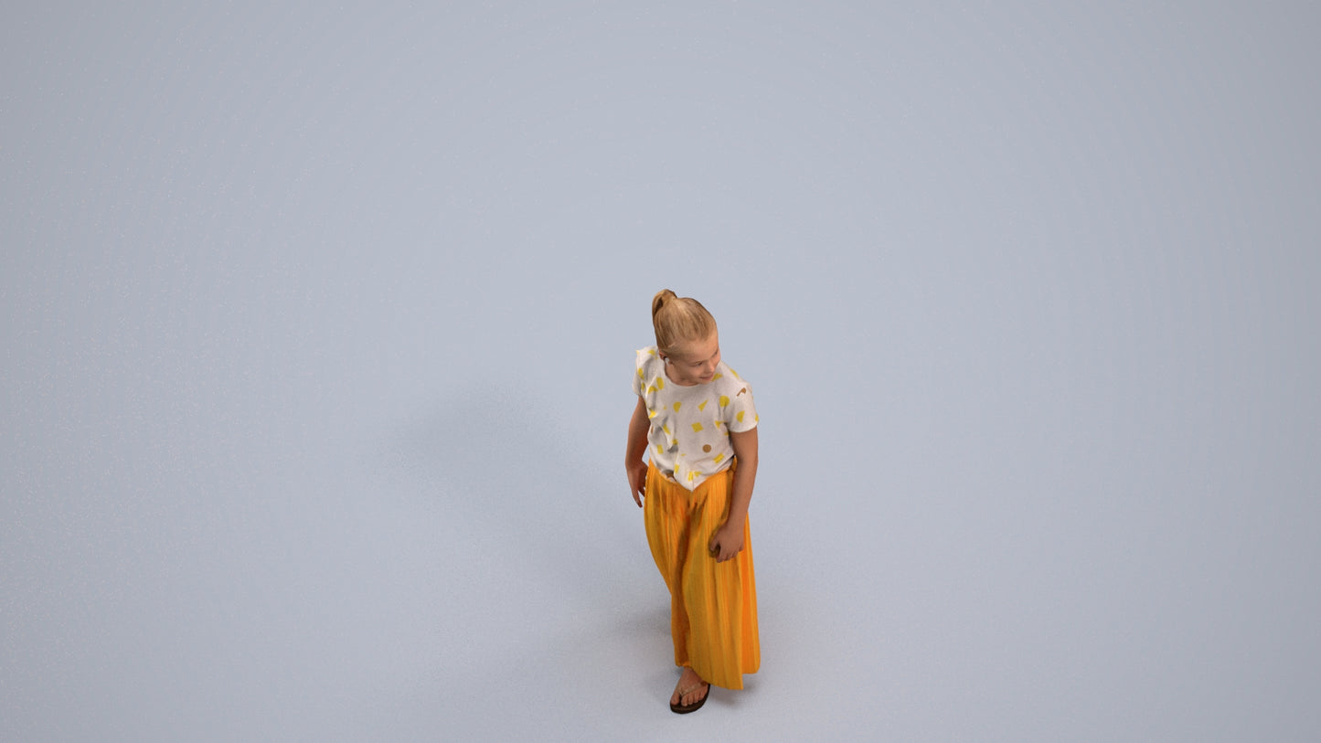 3D people model girl casual kids, scanned human for 3ds Max rendering, back view render