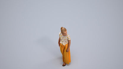 3D people model girl casual kids, scanned human for 3ds Max rendering, back view render