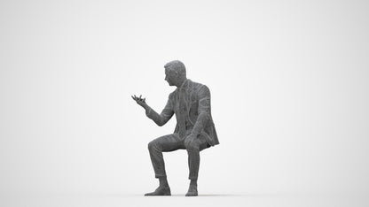 photogrammetry 3D man business, realistic human model archviz FBX, wireframe back view