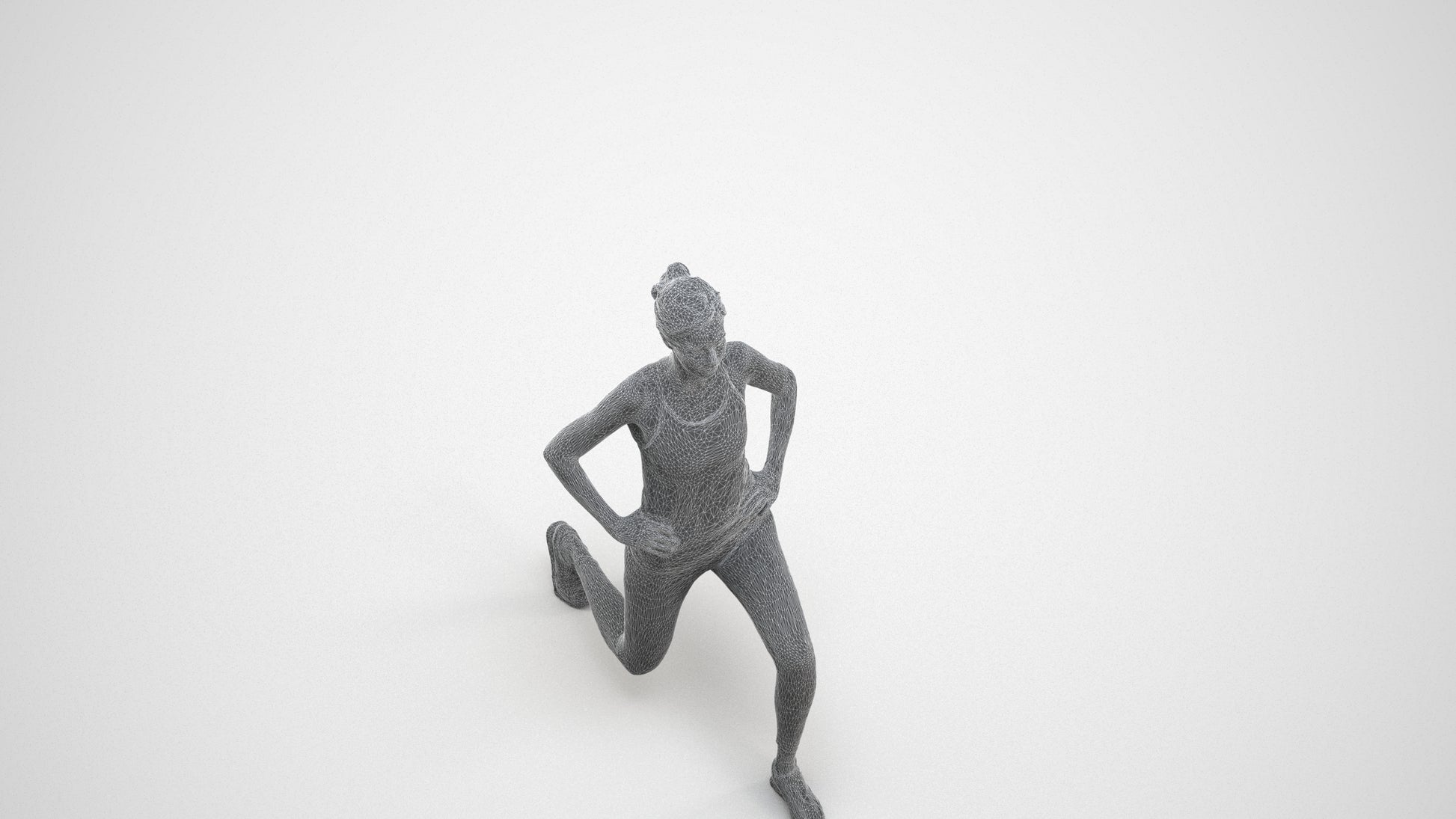 realistic 3D people woman sport, render-ready for V-Ray and Corona, FBX OBJ, wireframe three-quarter view