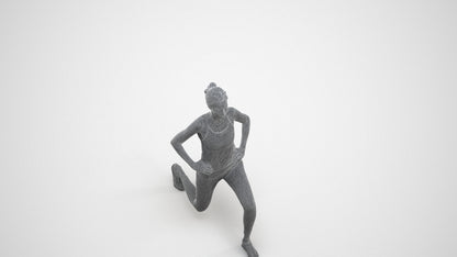 realistic 3D people woman sport, render-ready for V-Ray and Corona, FBX OBJ, wireframe three-quarter view