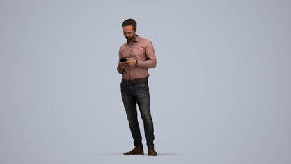 3D people model man casual standing, scanned human for 3ds Max rendering, top-down view render