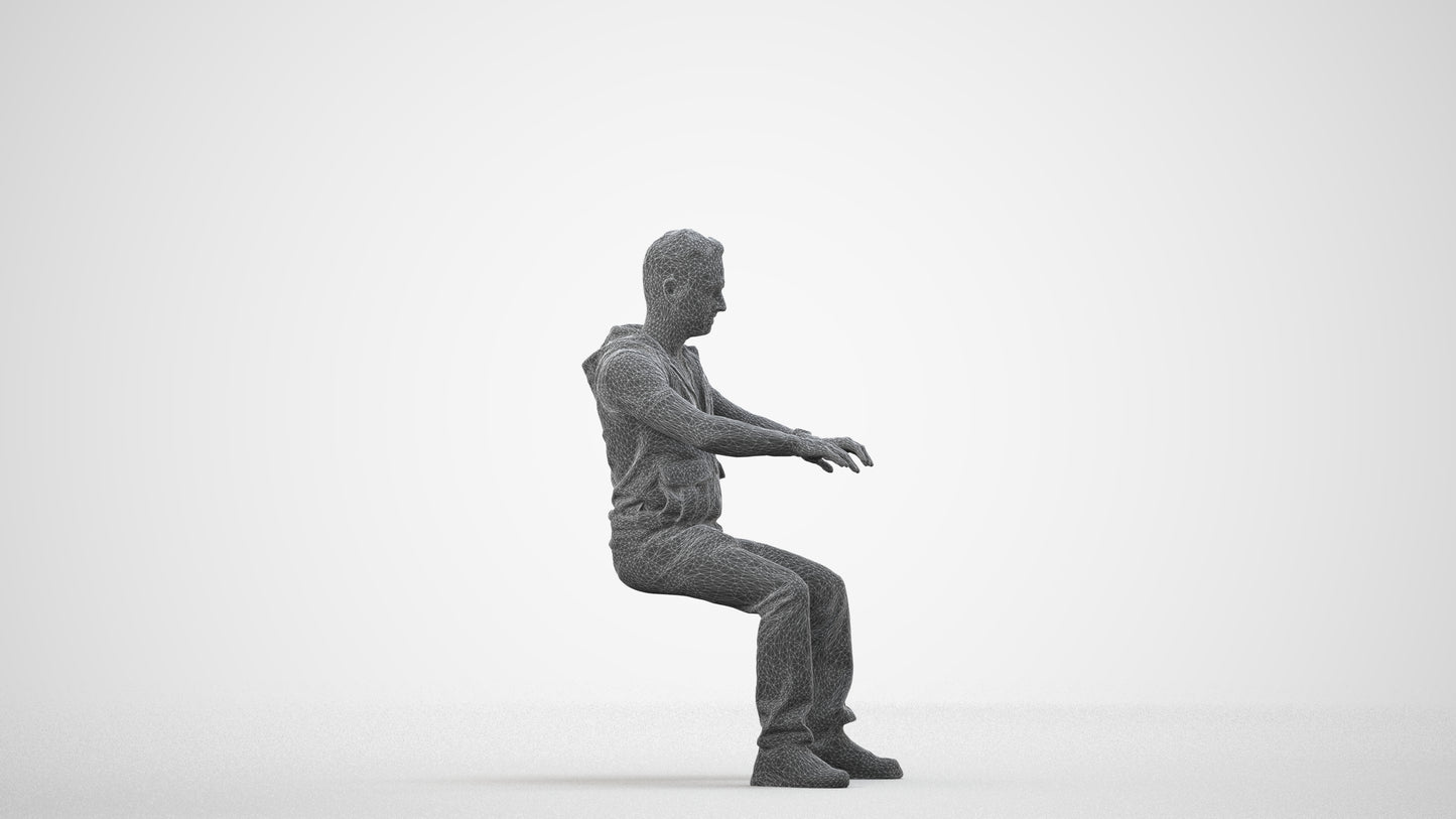 realistic 3D people man casual business, render-ready for V-Ray and Corona, FBX OBJ, wireframe side view