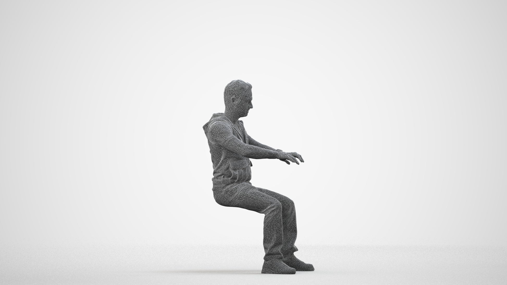 realistic 3D people man casual business, render-ready for V-Ray and Corona, FBX OBJ, wireframe side view