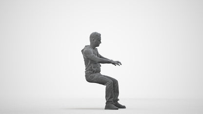 realistic 3D people man casual business, render-ready for V-Ray and Corona, FBX OBJ, wireframe side view