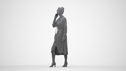 photogrammetry 3D woman casual standing, realistic human model archviz FBX, wireframe back view