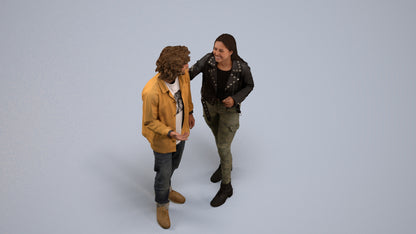 realistic 3D people woman casual couple, render-ready for V-Ray and Corona, FBX OBJ, back view render