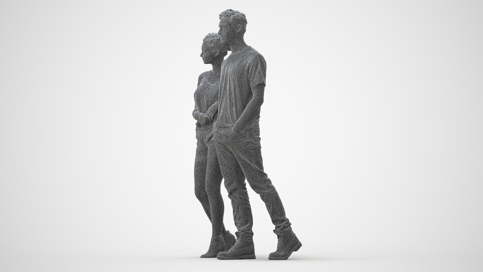 3D people model woman casual couple, scanned human for 3ds Max rendering, square thumbnail
