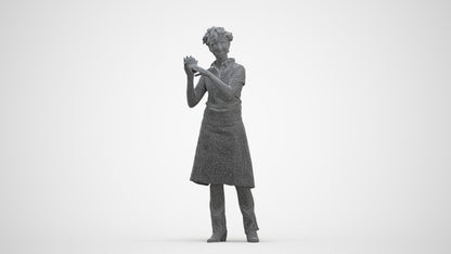 3D people model woman hospitality, scanned human for 3ds Max rendering, three-quarter front view render