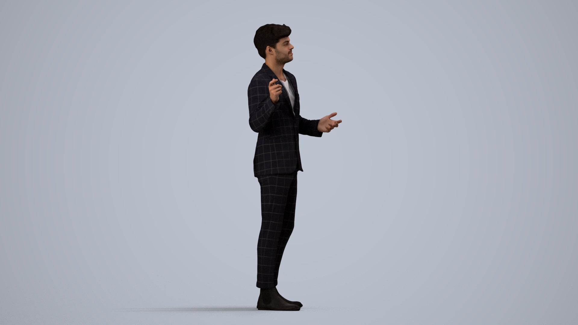 3D scanned man business, photorealistic archviz people for Enscape and SketchUp, side view render