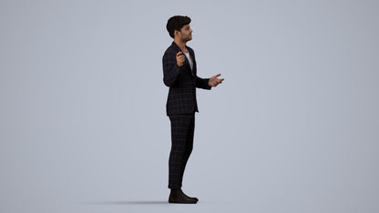 3D scanned man business, photorealistic archviz people for Enscape and SketchUp, side view render