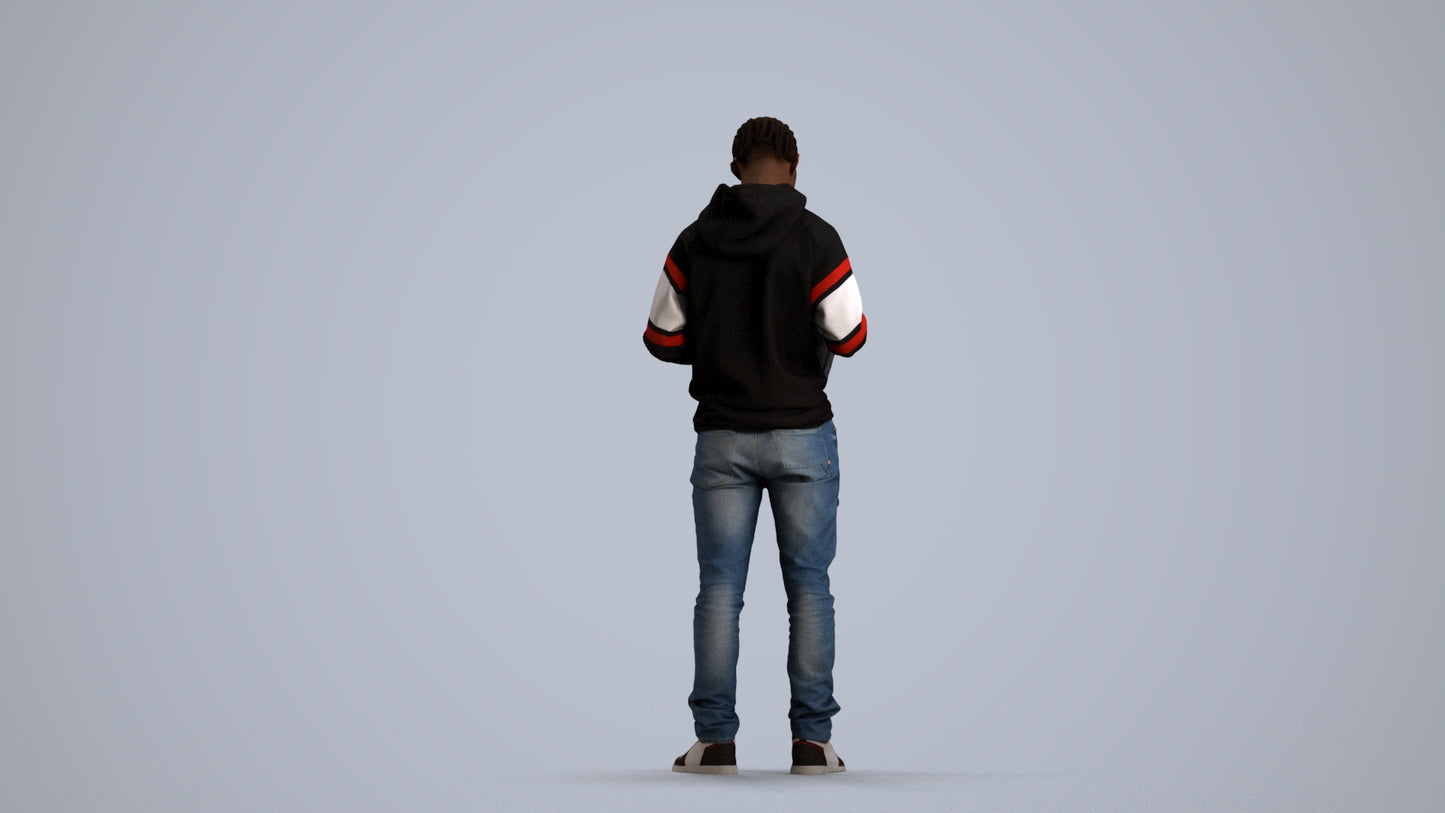 photogrammetry 3D boy casual kids, realistic human model archviz FBX, front view render