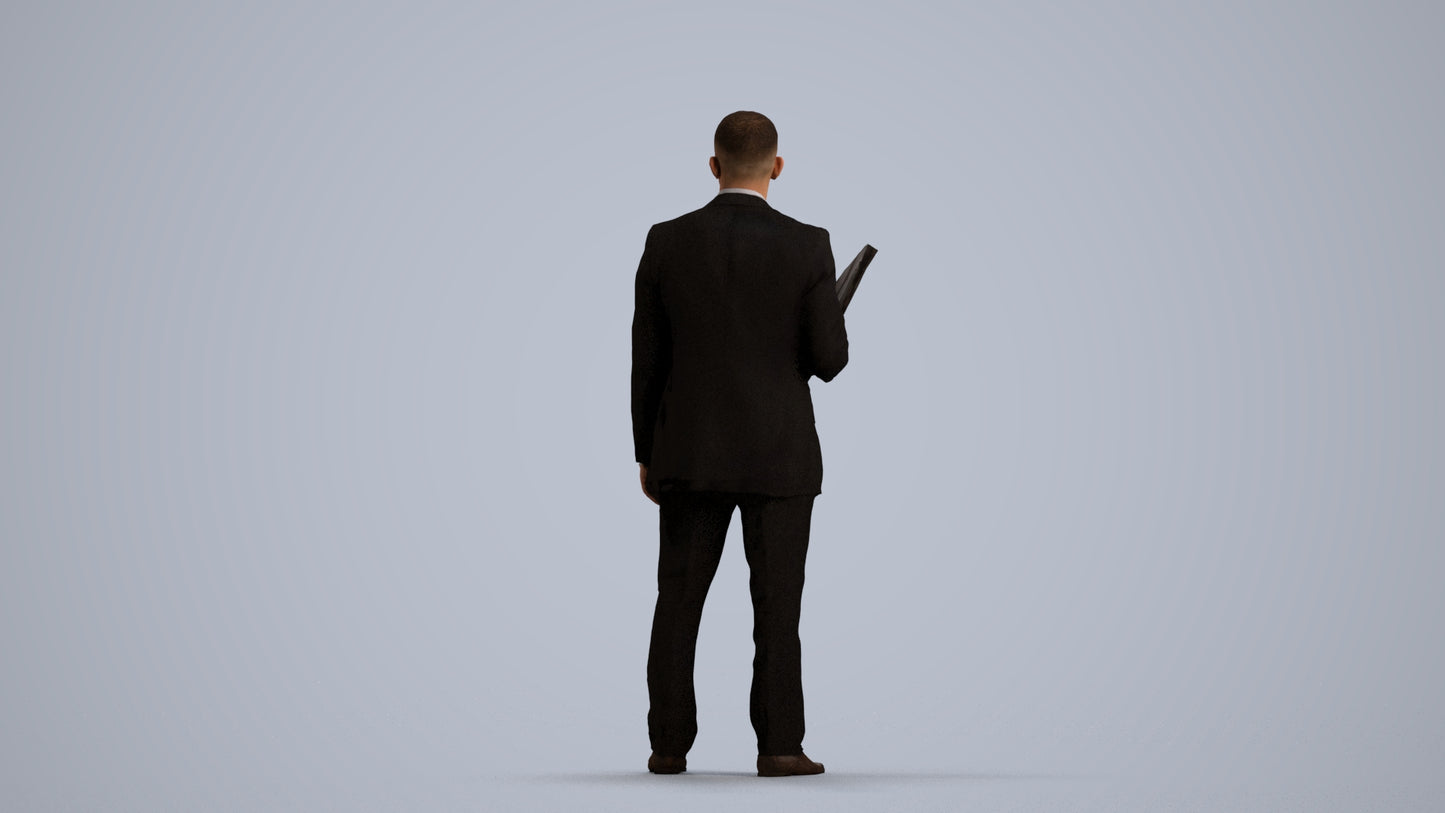 3D scanned man business, photorealistic archviz people for Enscape and SketchUp, front view render