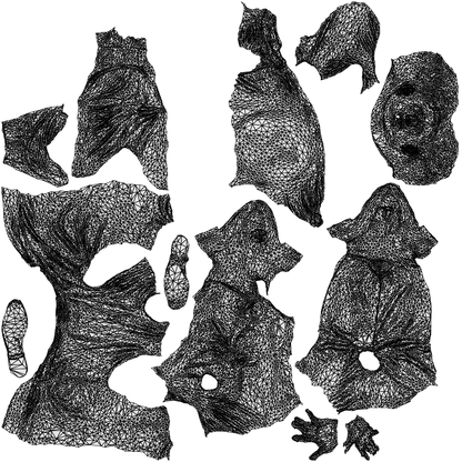 3D human model man casual sitting, photogrammetry scanned person for archviz, wireframe top-down view