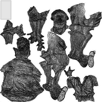 realistic 3D man casual sitting, scanned archviz people for Blender and 3ds Max, wireframe top-down view