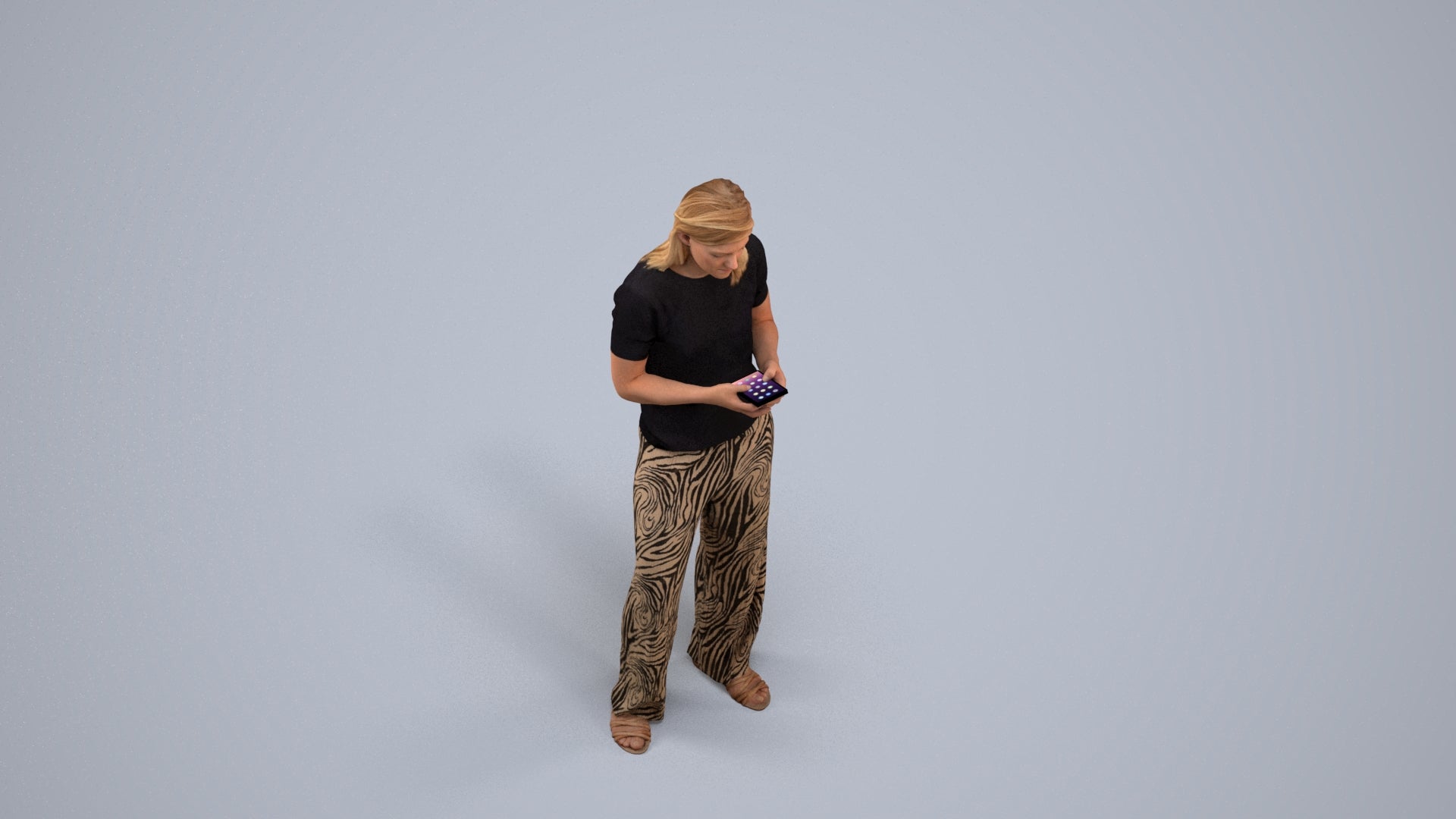 3D people model woman casual kids, scanned human for 3ds Max rendering, back view render