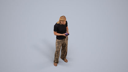 3D people model woman casual kids, scanned human for 3ds Max rendering, back view render