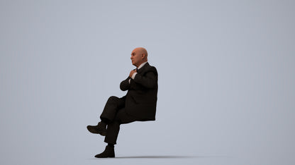 realistic 3D human senior man business mix, archviz people FBX OBJ for Blender, three-quarter view render