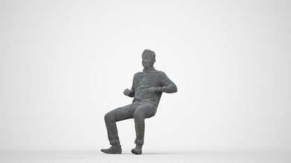 realistic 3D man casual sitting, scanned archviz people for Blender and 3ds Max, wireframe back view