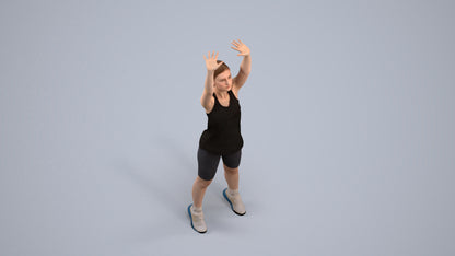 realistic 3D human girl sport, archviz people FBX OBJ for Blender, back view render