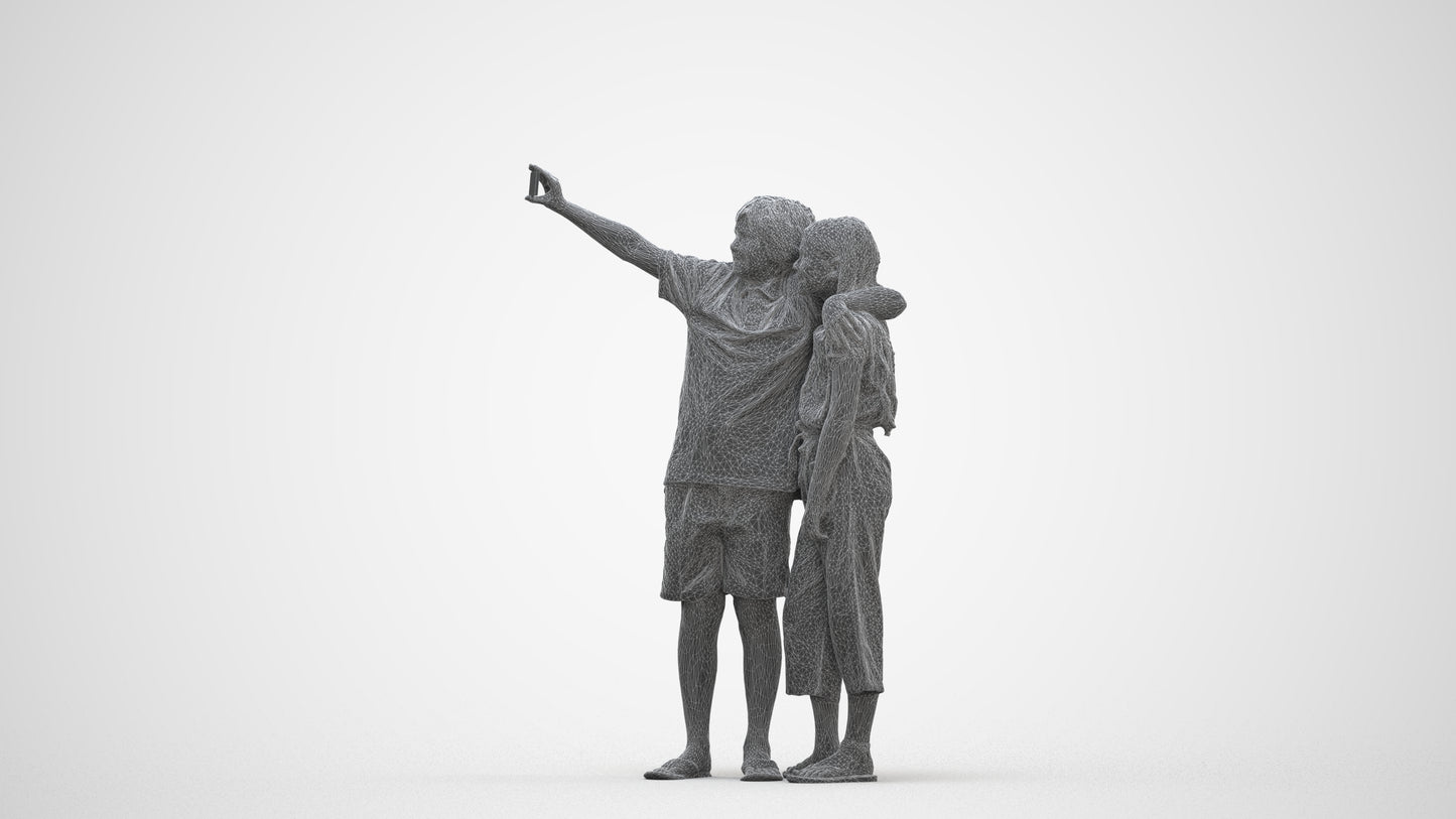 realistic 3D human girl kids, archviz people FBX OBJ for Blender, three-quarter front view render